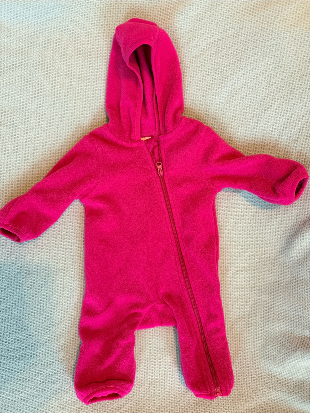 Kids Fuchsia One-Piece Fleece Jumpsuit with Hood